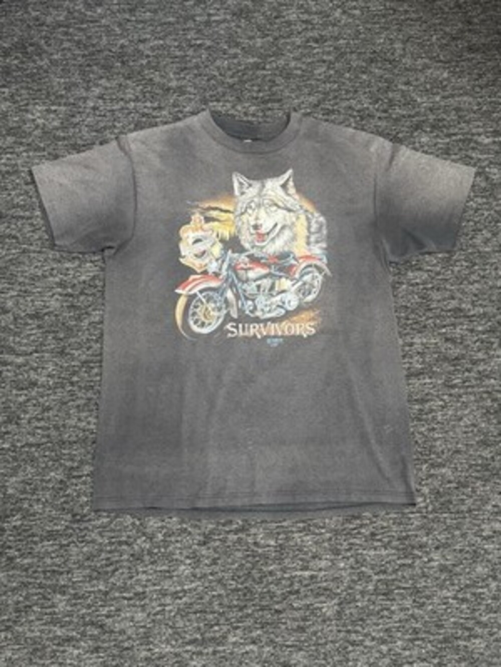 Vintage 1991 Harley Davidson Survivor Wolf 3D Emblem Shirt Truck Plaza Size XL